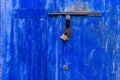 Grungy blue door closed Royalty Free Stock Photo