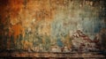 A grungy brick wall with peeling paint. Generative ai Royalty Free Stock Photo
