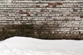 Grungy brick wall texture and pile of snow. Royalty Free Stock Photo