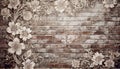 A grungy brick wall with vintage floral paintings Royalty Free Stock Photo