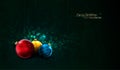 Grungy Christmas Background with Colorful Globes