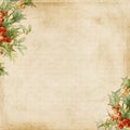 Grungy Christmas Holly Frame Background Royalty Free Stock Photo