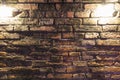 Grungy dark red brick wall with spotlight,  texture background Royalty Free Stock Photo