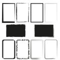 Grungy frame collection. Artistic border set. Ink splatter frames. Vector illustration. EPS 10. Royalty Free Stock Photo