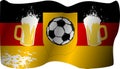 Grungy Germany soccer flag with soccer ball and beer for the great soccer event in europe,vector illustration Royalty Free Stock Photo