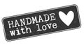 grungy HANDMADE WITH LOVE stamp or sticker with heart