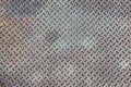 Grungy Industrial Checker Plate Background Texture with Rusty Wo Royalty Free Stock Photo