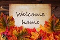 Grungy Old Paper, Colorful Leaves, Text Welcome Home