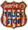 Grungy old route 66 truck stop sign, vector