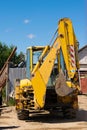 Grungy old yellow excavator - earth digger Royalty Free Stock Photo