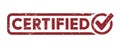 grungy red CERTIFIED rubber stamp with check mark Royalty Free Stock Photo