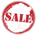 Grungy red round SALE stamp or label