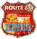 Grungy retro route 66 diner sign Royalty Free Stock Photo