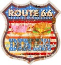 Grungy retro route 66 diner sign Royalty Free Stock Photo