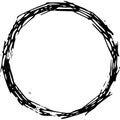 Grungy round hand drawn circle, can used as frame, chaotic tangled stripes