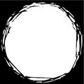 Grungy round hand drawn circle, can used as frame, chaotic tangled stripes Royalty Free Stock Photo