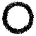 Grungy round scribble hand drawn circle, can used as frame, chaotic tangled stripes Royalty Free Stock Photo