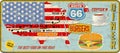 Grungy route 66 diner sign with road map,