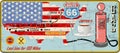 Grungy route 66 gas station sign and road map,retro grung Royalty Free Stock Photo