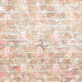 Grungy shabby vintage brick wall with floral pattern Royalty Free Stock Photo