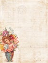 Grungy Vintage style background with flower fairy Royalty Free Stock Photo