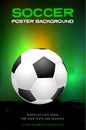 Grungy soccer or football background with ball and copy space