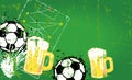 Grungy Soccer o. Football and beer template,