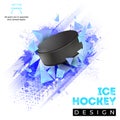 Grungy texture, 3D pyramid shapes and ice hockey puck Royalty Free Stock Photo