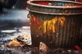 Grungy Trash bin closeup photo. Generate ai
