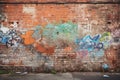 Grungy Urban Graffiti On A Weathered Brick Wall Grunge, Urban, Graffiti, Weathered, Brick, Art, Stre