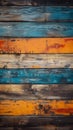 Grungy, vibrant, aged timber backdrop with a pop of color