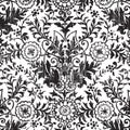 Grungy vintage floral damask scrapbook background Royalty Free Stock Photo