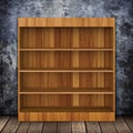 Grungy wall with Wooden book Shelf and Old wood. Royalty Free Stock Photo