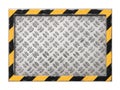 Grungy and worn hazard stripes textured board with copy space, 3d rendering