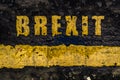 Grungy Yellow Brexit Road Markings Royalty Free Stock Photo