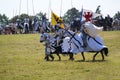 Grunwald, Poland - 2009-07-18: Mounted teutonic knights Royalty Free Stock Photo