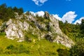 Grupa Zabiego Konia rock massif with Mnich rock in Kobylanska Valley within Jura Krakowsko-Czestochowska upland in Poland