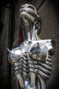 GRUYERES, SWITZERLAND - June 10 2016: HR Giger Biomehanoid statue in front of Giger museum in Medieval Castle Swiss Village