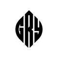 GRY circle letter logo design with circle and ellipse shape. GRY ellipse letters with typographic style. The three initials form a