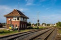 Old train station building and railways in Gryfice, Poland. Royalty Free Stock Photo