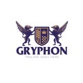 Gryphon crest logo. emblem style vector