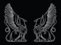 Gryphon mythical creature power and strength symbol eagle head lion body bird wings heraldic emblem