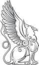 Gryphon mythical creature power and strength symbol eagle head lion body bird wings heraldic emblem