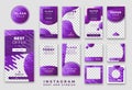 Instagram stories and feed post bundle kit template modern purple