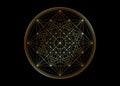 Gold line drawing mandala, sacred geometry, golden luxury logo design element. Geometric mystic mandala of alchemy esoteric symbol Royalty Free Stock Photo