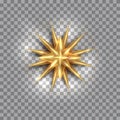 North Star, Gold wind rose, golden compass luxury logo design on overlapping circular dotted lines, vector isolated on transparent