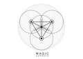 Magic Alchemy symbols Sacred Geometry. Religion, philosophy, spirituality, occultism concept. Linear triangle with lines logo