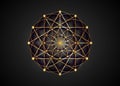 Flower of Life symbol golden Sacred Geometry. Logo icon  Geometric mystic mandala of alchemy esoteric Seed of life. Vector gold Royalty Free Stock Photo