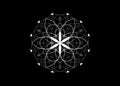 Flower of Life symbol Sacred Geometry. Logo icon Geometric mystic mandala of alchemy esoteric Seed of Life. Vector white line art Royalty Free Stock Photo