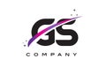 GS G S Black Letter Logo Design with Purple Magenta Swoosh